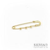 Base per spilla con 3 anellini oro in ottone 78x15 mm