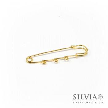 Base per spilla con 3 anellini oro in ottone 78x15 mm
