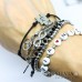 Bracciale cordino cerato ciondolo puzzle acciaio con incisione lettera iniziale