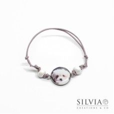 Bracciale cordino cerato con foto cane gatto coniglio