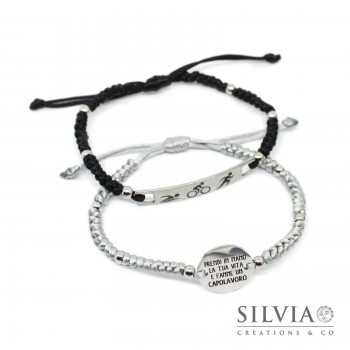 Bracciale cordino colorato con nodi targhetta o disco incisione personalizzata Bracciale cordino colorato con nodi targhetta o disco incisione personalizzata