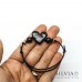 Bracciale cordino cerato con cuore nero