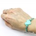 Bracciale cordino cerato con cuore azzurro acqua