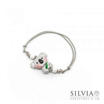Bracciale cordino cerato con koala e eucalipto