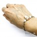 Bracciale cordino cerato con musetto coniglio beige