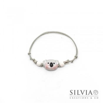 Bracciale cordino cerato con musetto koala