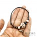 Bracciale cordino cerato con coccinella rosa cipria e nera