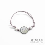 Bracciale cordino cerato con ciondolo personalizzato da 16mm