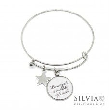 Bracciale bangle in acciaio con frase del piccolo Principe