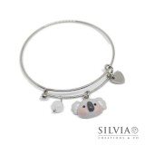 Bracciale bangle in acciaio con musetto koala