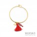 Bracciale bangle in acciaio color oro con ciondolo pesce e nappina