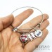 Bracciale bangle in acciaio a tema amore con iniziali da incidere e cuore Love