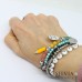Bracciale con pietre dure arcobaleno ciondolo Insegna ama ispira e charms