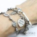 Bracciale catena acciaio con cuori e cristalli e dischi tondi incisi