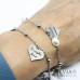Bracciale catena acciaio perle ciondolo cuore di mamma inciso e charms
