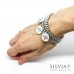 Bracciale con perle acciaio da 5mm ciondolo "Sorelle per sempre"