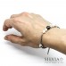 Bracciale con perle Swarovski Elements color bianco e grigio catena acciaio