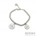 Bracciale con perle acciaio da 5mm ciondolo "Sorelle per sempre"