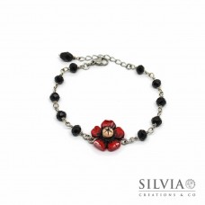 Bracciale a rosario con fiore papavero rosso