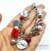 Bracciale acciaio a tema amore con charms, perle e disco per incisione
