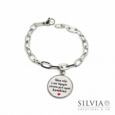 Bracciale catena acciaio e ciondolo con frase per la Zia