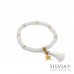 Bracciale elastico con cristalli colorati da 6mm e nappina