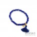 Bracciale elastico con cristalli colorati da 6mm e nappina
