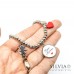 Bracciale elastico perle acciaio con frase "Super Mamma" cuore rosso e bambina