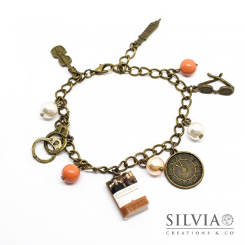 Bracciale bronzo Sherlock Holmes con charms