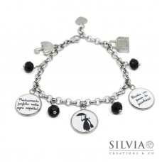 Bracciale catena acciaio Mary Poppins inspired con charms