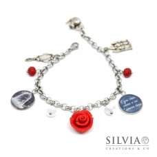 Bracciale acciaio La Bella e la Bestia inspired con charms