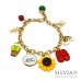 Bracciale con catena acciaio color oro e charms ispirati al Mago di Oz