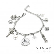 Bracciale acciaio Peter Pan inspired con charms