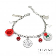 Bracciale acciaio Piccolo Principe inspired con charms
