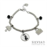 Bracciale palline acciaio Mary Poppins inspired con charms