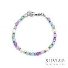 Bracciale con perle di pietre dure colorate primavera