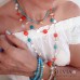 Bracciale elastico Sandra con perle turchese e corallo 