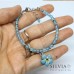 Bracciale donna con perle di agata azzurra e ciondolo fiore non ti scordar di me