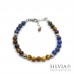 Bracciale uomo con perle di occhio di tigre marrone gialla e lapislazzuli da 6 mm