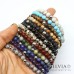 Bracciale uomo con perle di occhio di tigre marrone gialla e lapislazzuli da 6 mm