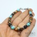 Bracciale uomo con perle da 6mm di pietra lavica occhio di tigre diaspro e turchese