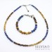 Bracciale uomo con perle di occhio di tigre marrone gialla e lapislazzuli da 6 mm