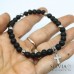 Bracciale uomo con perle di pietra lavica da 6mm e croce in acciaio