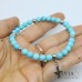 Bracciale uomo con perle di turchese da 6mm e croce in acciaio