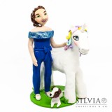 Cake topper personalizzato con bambina e unicorno