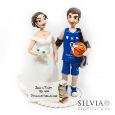 Cake topper sposi lui giocatore basket e lei insegnante