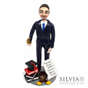 Cake topper personalizzato per laurea in economia banca e finanza