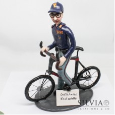 Cake topper personalizzato poliziotto in bicicletta