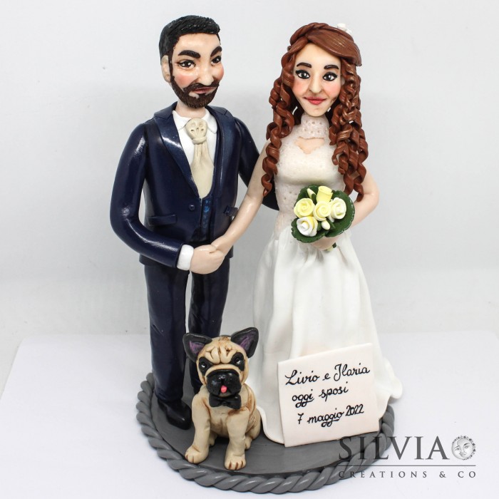 Cake topper sposi con cane - silviacreationsandco