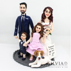 Cake topper personalizzato per matrimonio con due figli